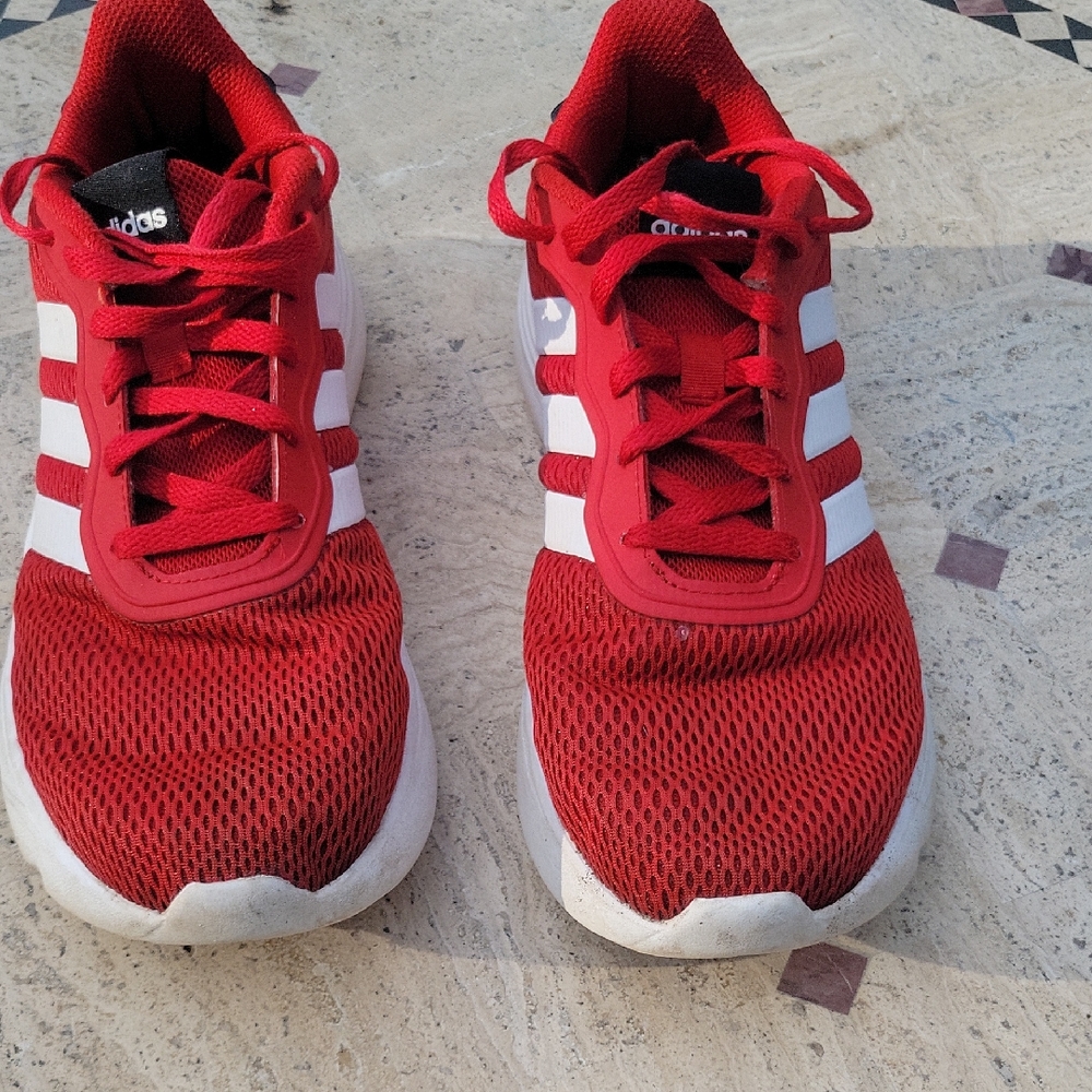 Adidas Red and White Sneakers with Breathable Mesh